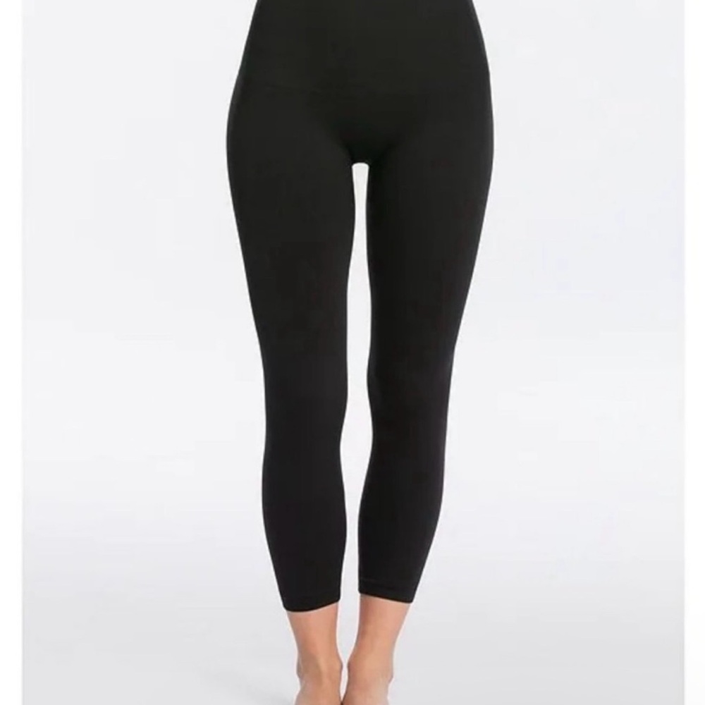 SPANX Ribbed High-Waisted Black Leggings
